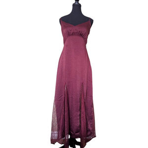 Betsey Johnson - NWT - Maxi-length Lace Panel Slip Dress - Wine Burgundy - S